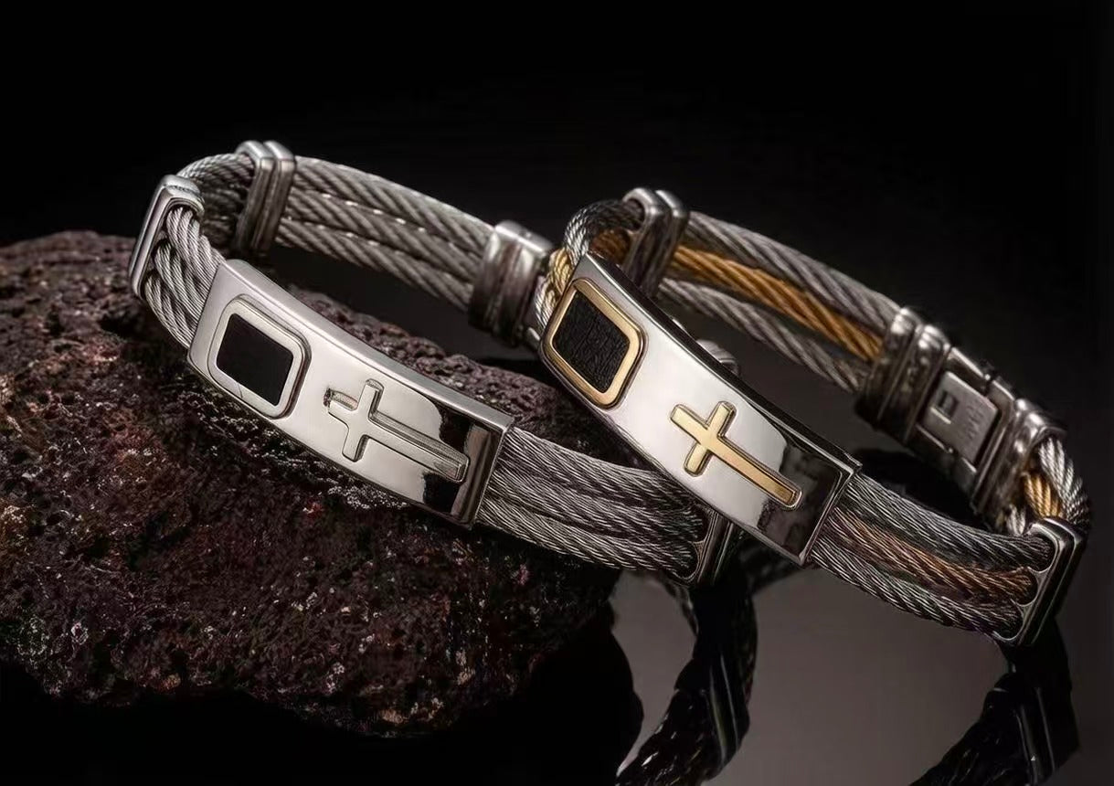 Christian Faith Bracelet - Adjustable Gold and Silver Cuff