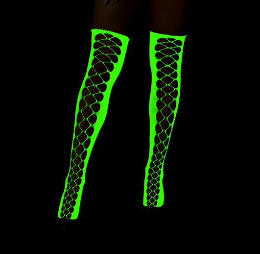 Midnight Glow Seduction Fishnet Tights