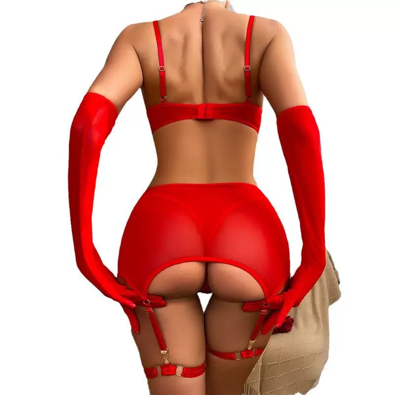 Sexy Heart Rhinestone Lingerie Set