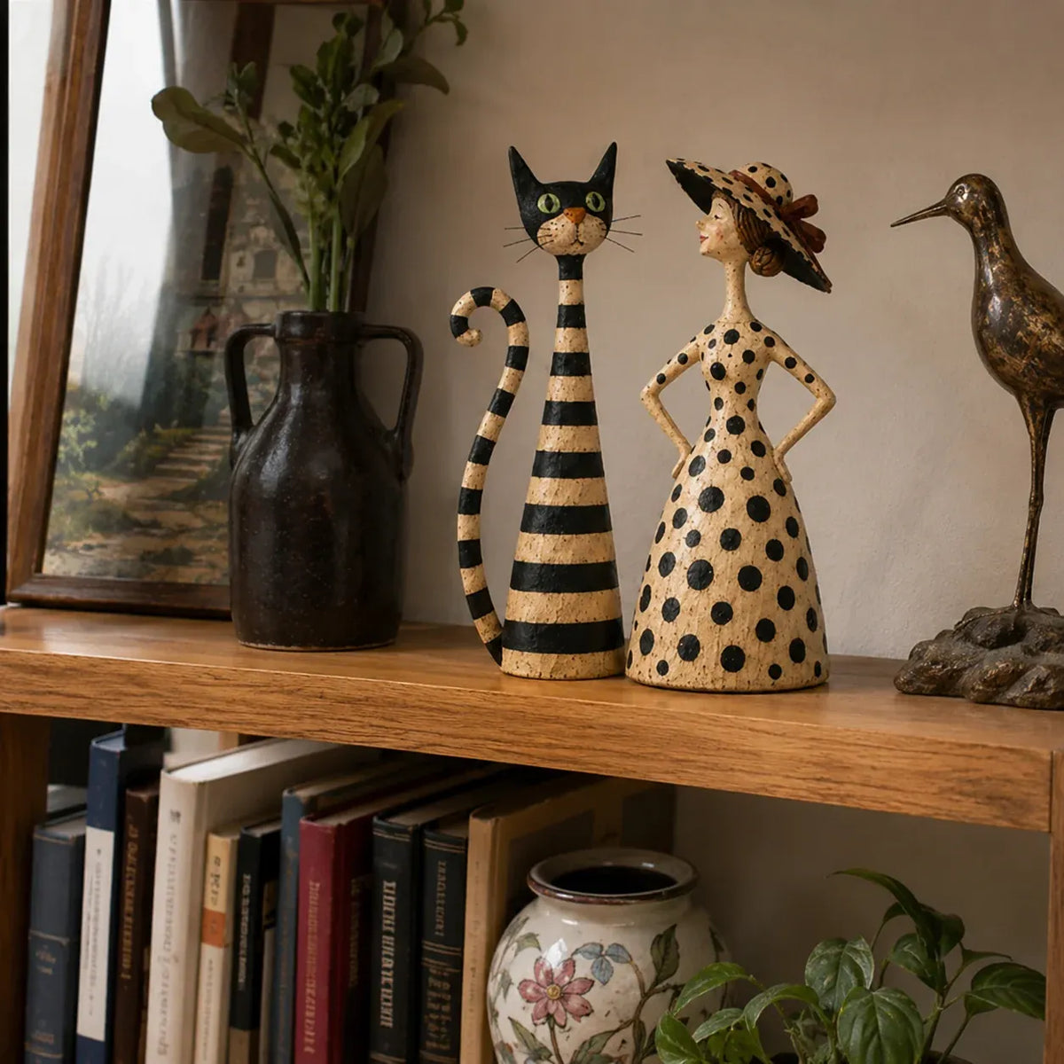 🐱Vintage Cat & Lady Sculptures