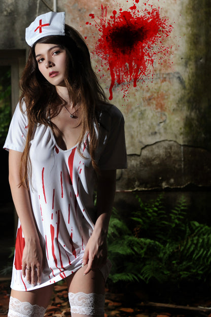🩸 2025 Bloody Nurse Halloween Costume Set 🩸