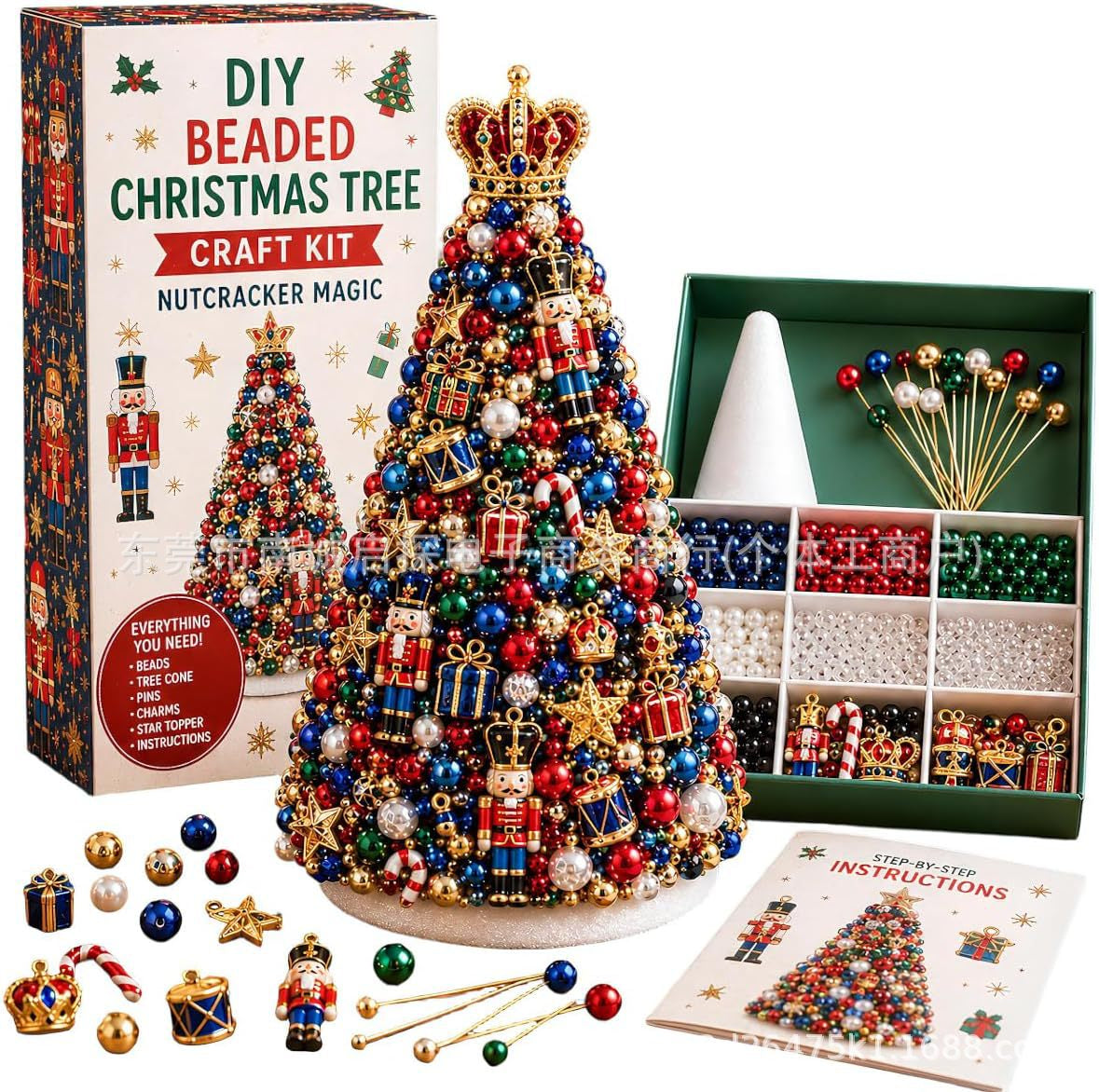 DIY Beaded Pearl Art Santa Claus Christmas Tree – Ornament Kit Holiday Decor