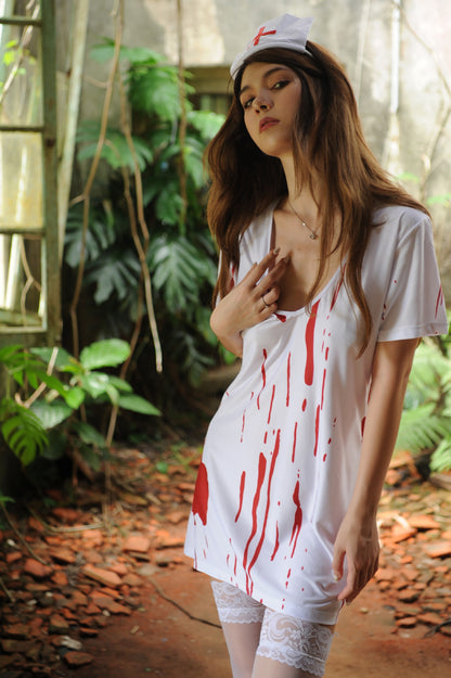🩸 2025 Bloody Nurse Halloween Costume Set 🩸