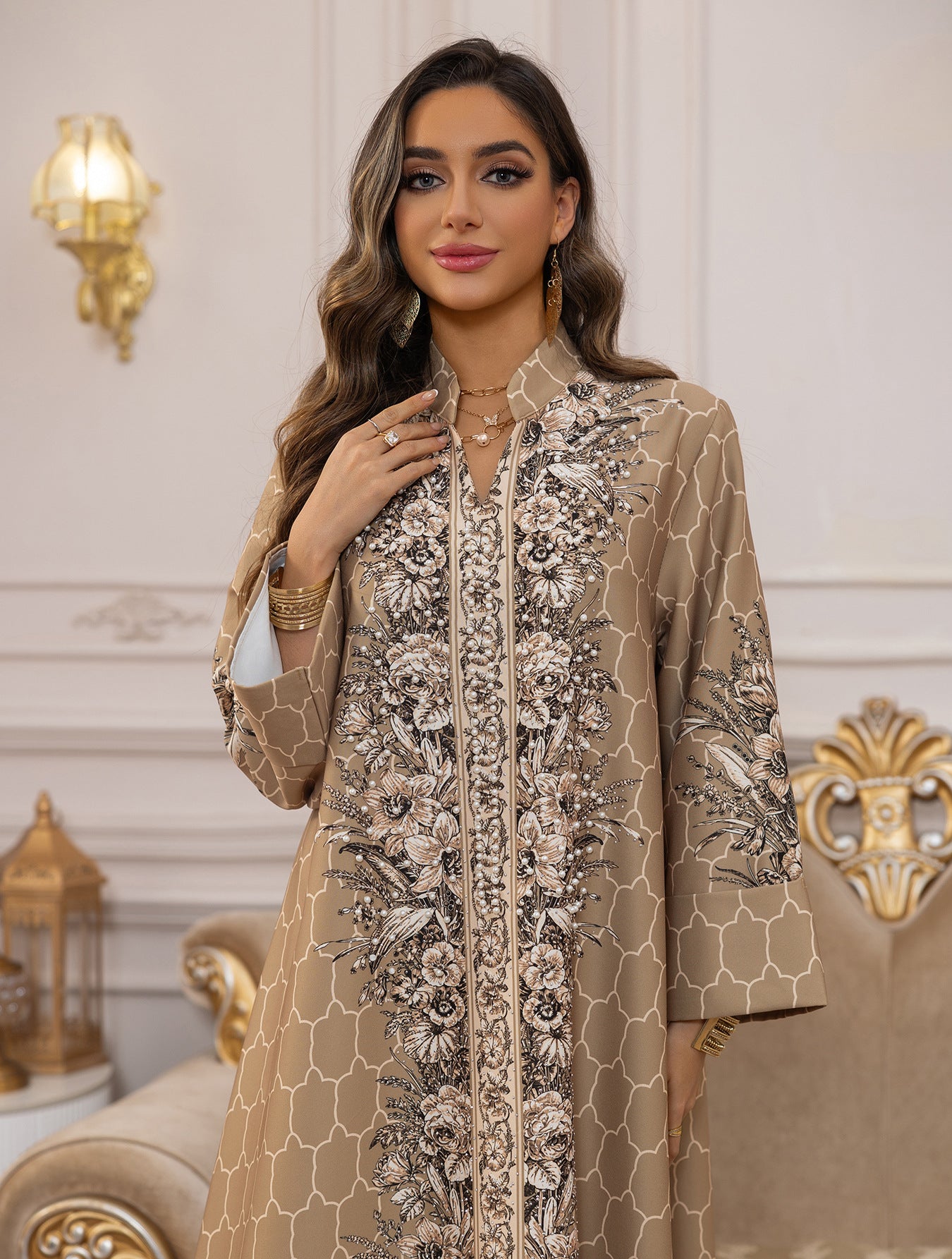 Royal Bloom Embellished Abaya Kaftan (Flash Sale 50% OFF)