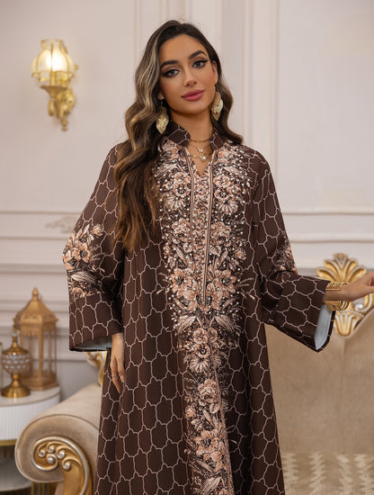 Royal Bloom Embellished Abaya Kaftan (Flash Sale 50% OFF)
