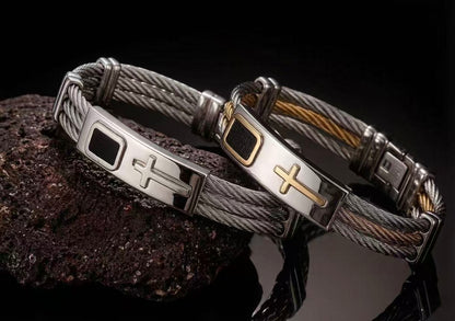 Christian Faith Bracelet - Adjustable Gold and Silver Cuff