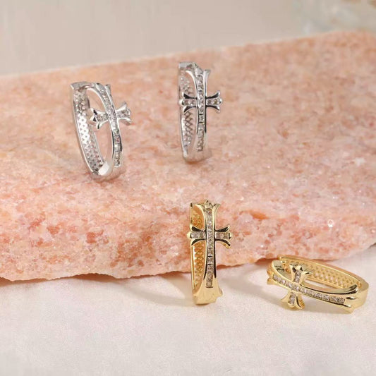 CRUX CROSS EARRINGS  Minimalist Statements in Gold & Silver