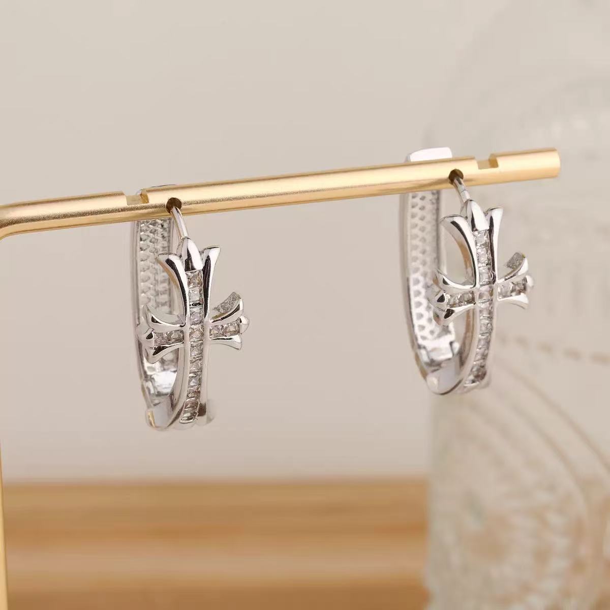 CRUX CROSS EARRINGS  Minimalist Statements in Gold & Silver