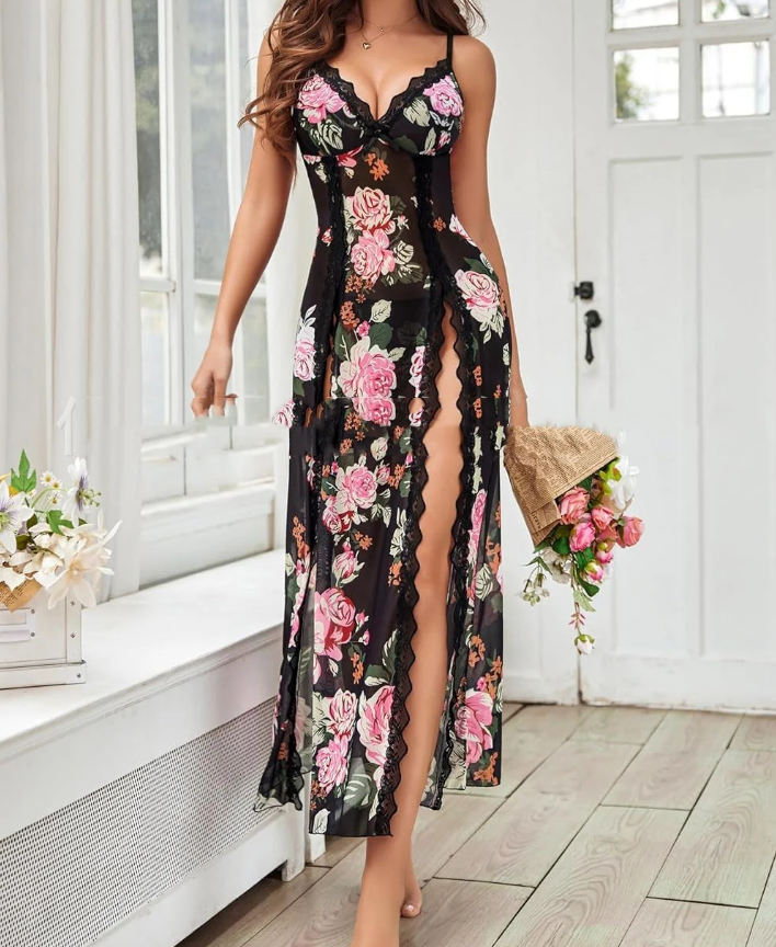 Crimson Lace Babydoll Gown