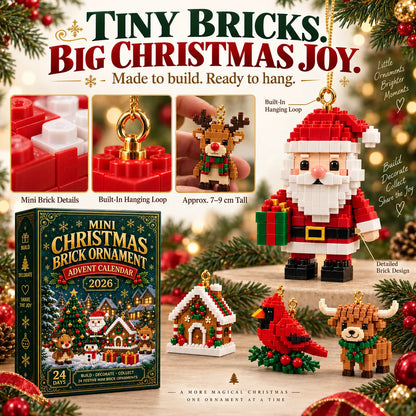 ⏳ Last Day 49% OFF – 🎄24-Day Mini Christmas Brick Ornament Advent Calendar | 24 Unique Buildable Holiday Ornaments to Create, Hang & Keep 🧱