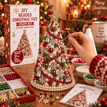 DIY Beaded Pearl Art Santa Claus Christmas Tree – Ornament Kit Holiday Decor