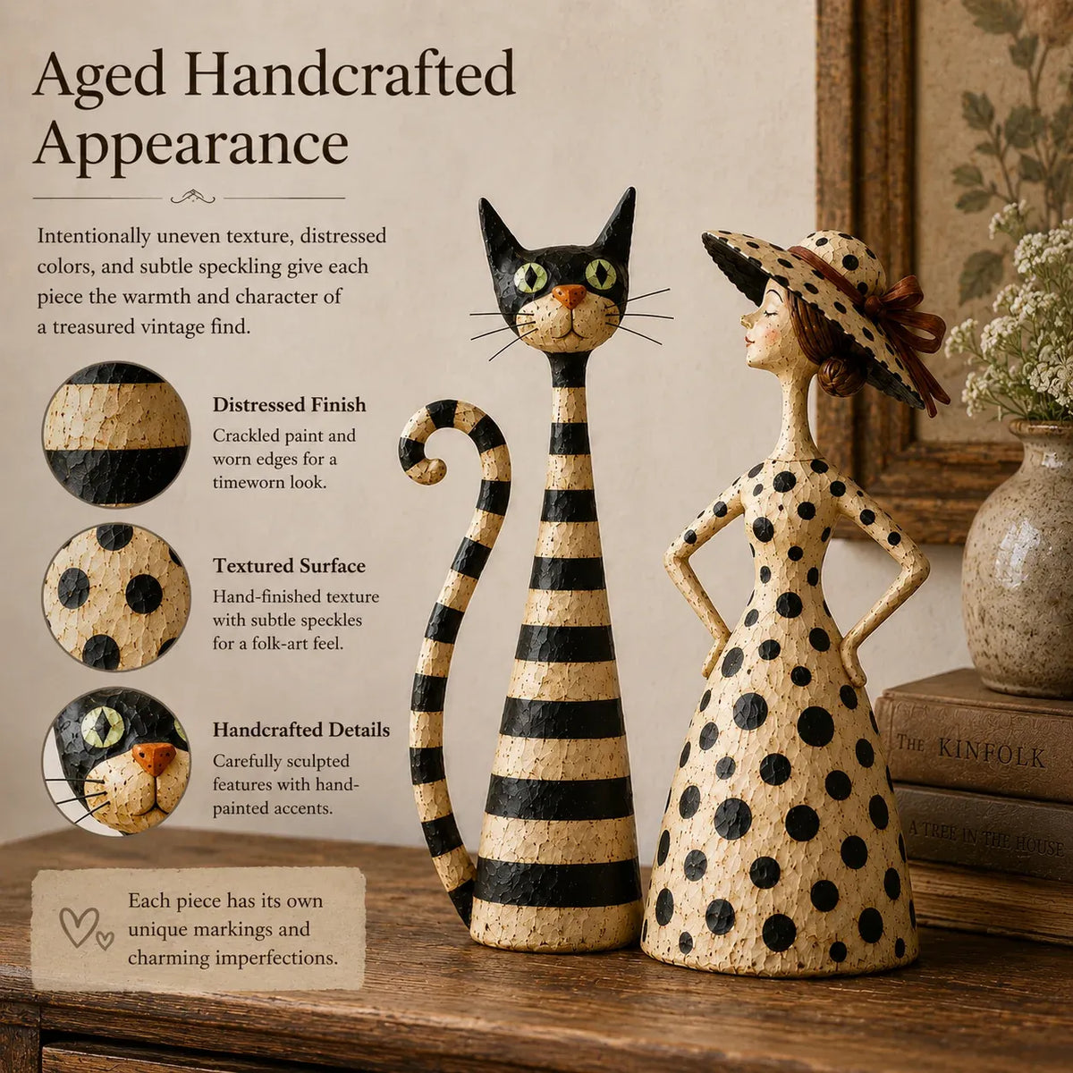 🐱Vintage  Cat & Lady Sculptures
