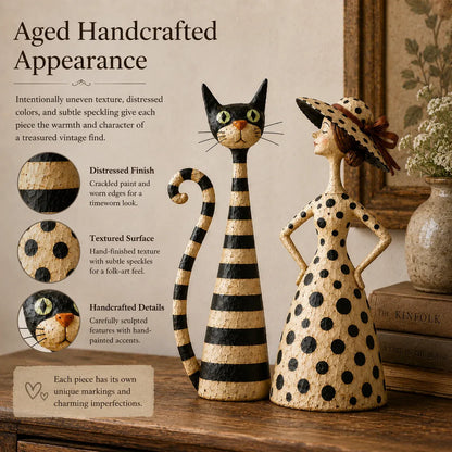 🐱Vintage  Cat & Lady Sculptures
