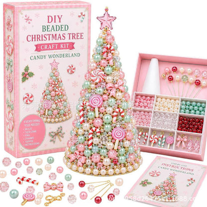 DIY Beaded Pearl Art Santa Claus Christmas Tree – Ornament Kit Holiday Decor