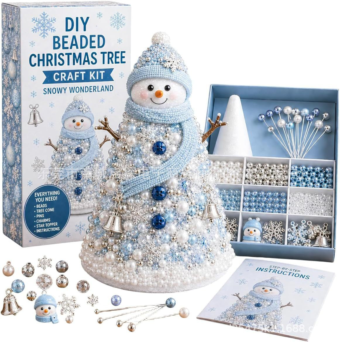 DIY Beaded Pearl Art Santa Claus Christmas Tree – Ornament Kit Holiday Decor
