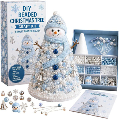 DIY Beaded Pearl Art Santa Claus Christmas Tree – Ornament Kit Holiday Decor