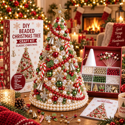 DIY Beaded Pearl Art Santa Claus Christmas Tree – Ornament Kit Holiday Decor