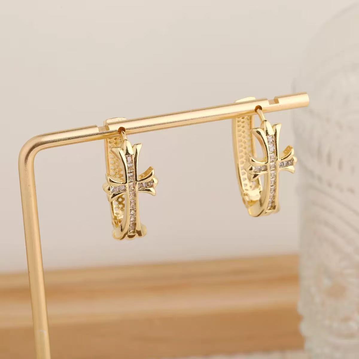 CRUX CROSS EARRINGS  Minimalist Statements in Gold & Silver