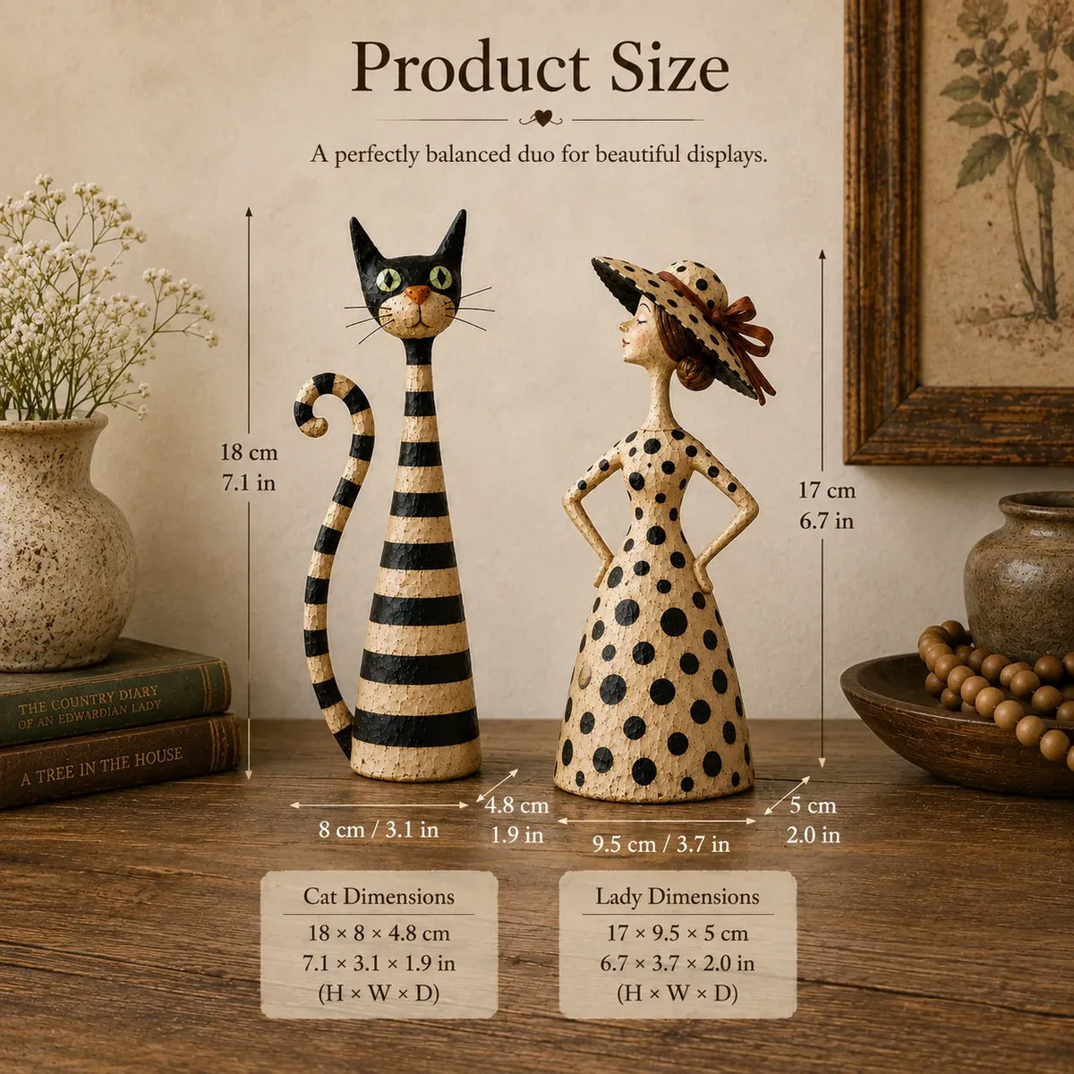 🐱Vintage  Cat & Lady Sculptures