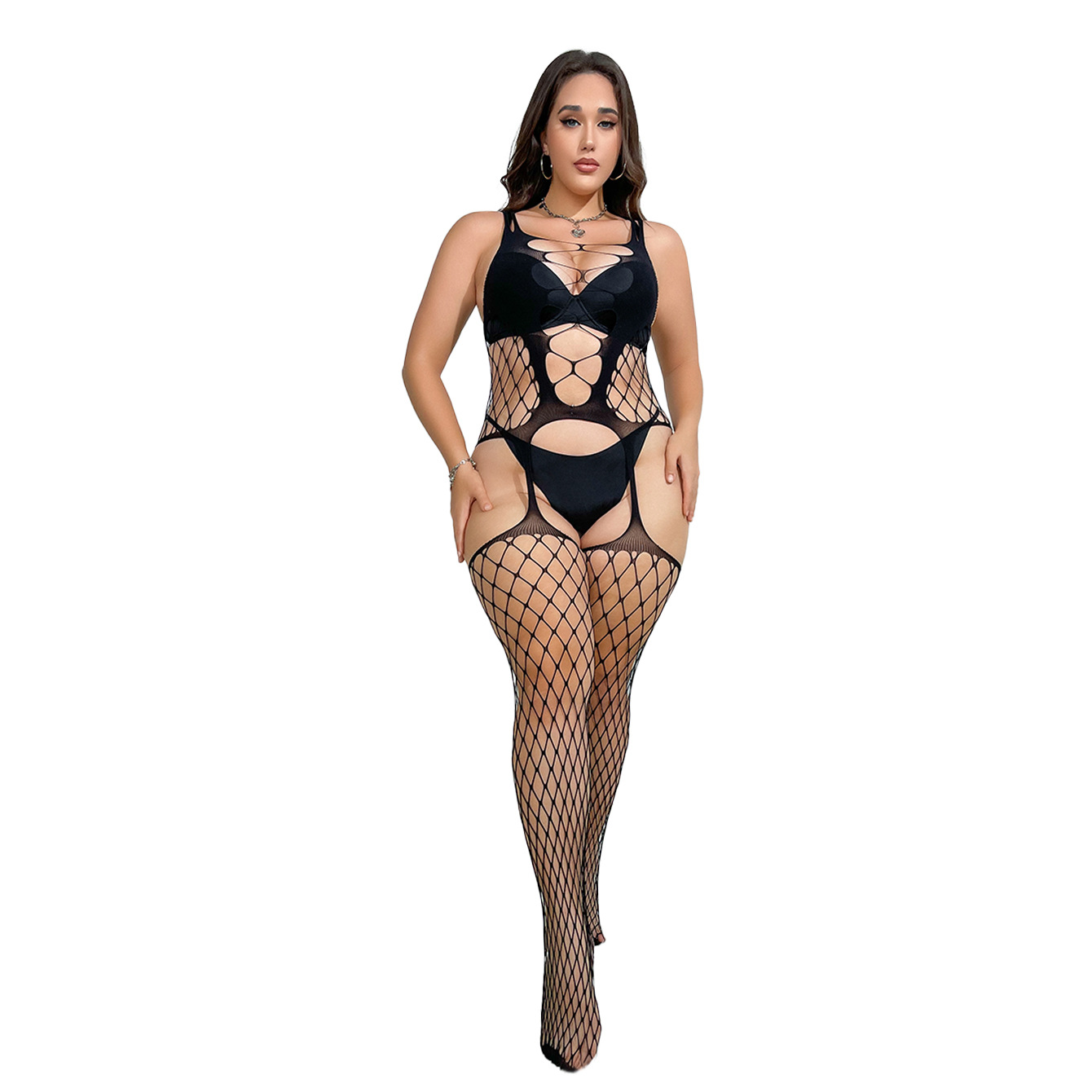 Plus Size Sexy Fishnet Bodysuit